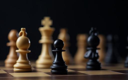 Piezas de ajedrez en un tablero representando la estrategia empresarial.